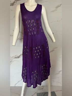 NWT Papa Vancouver Free Size Purple Floral Print Hand-Dyed Dress